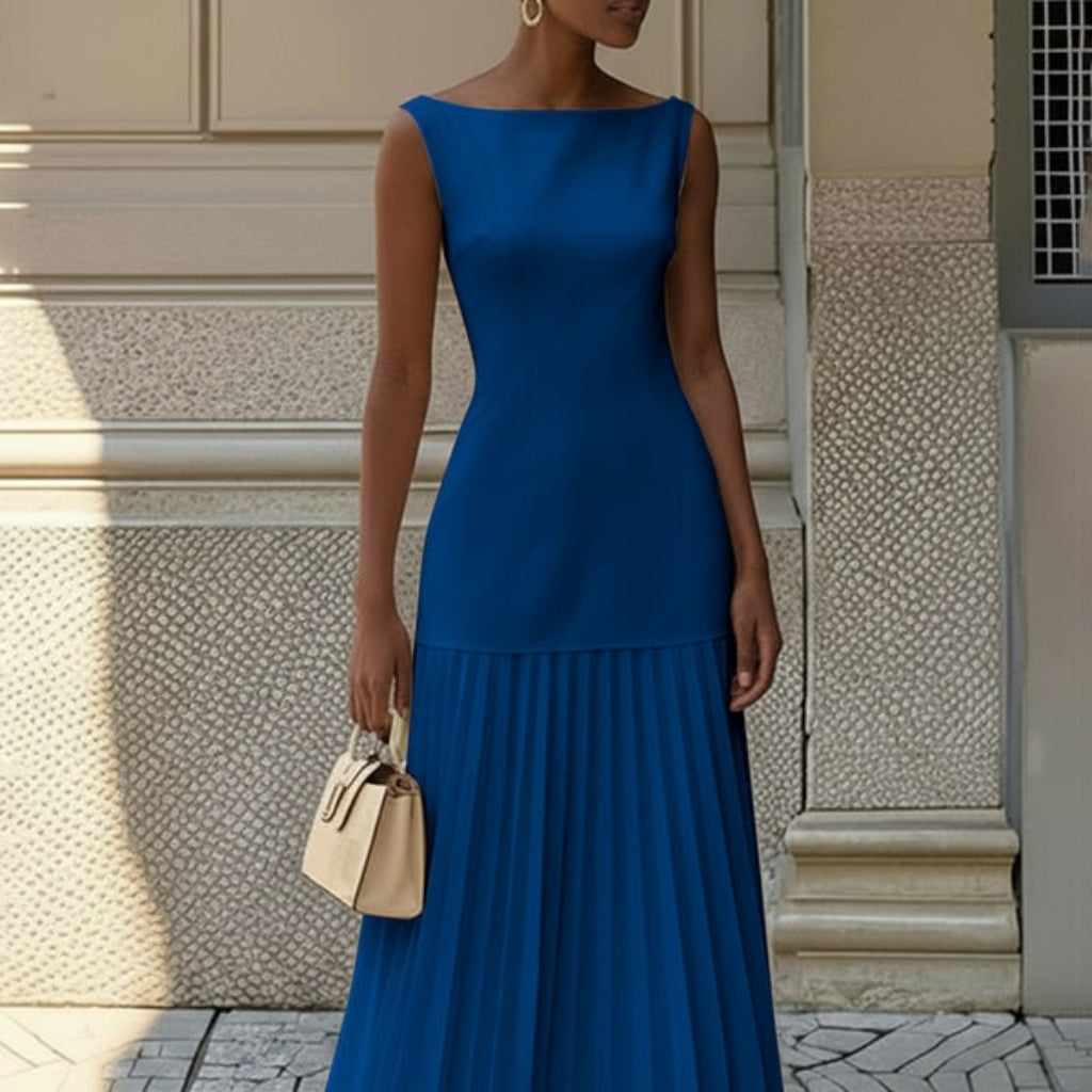 Women's Guest Wedding Sleeveless Floral Maxi Dress | Pleated - Image 9