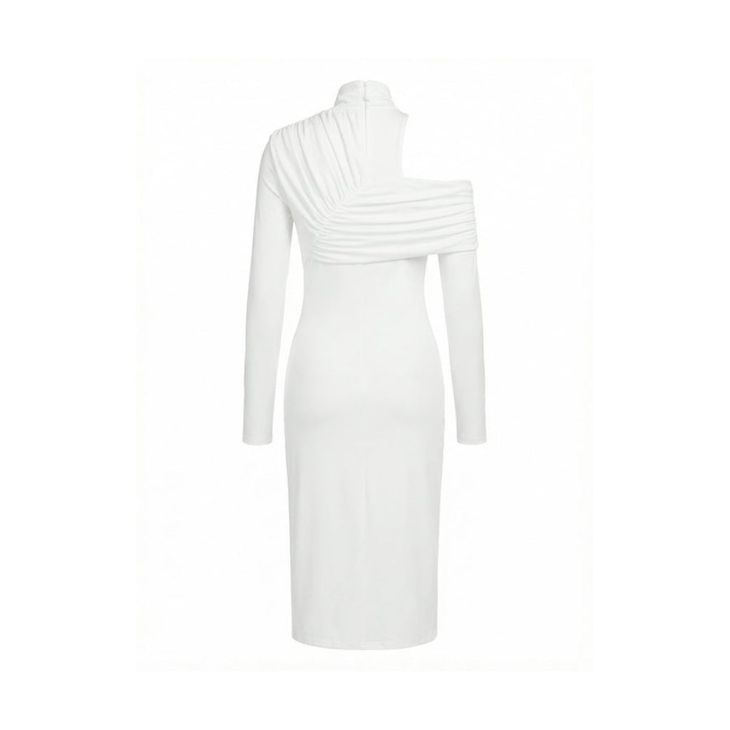 Women's Irregularity Asymmetric Guest Wedding Dress Midi | Pleated - Image 8