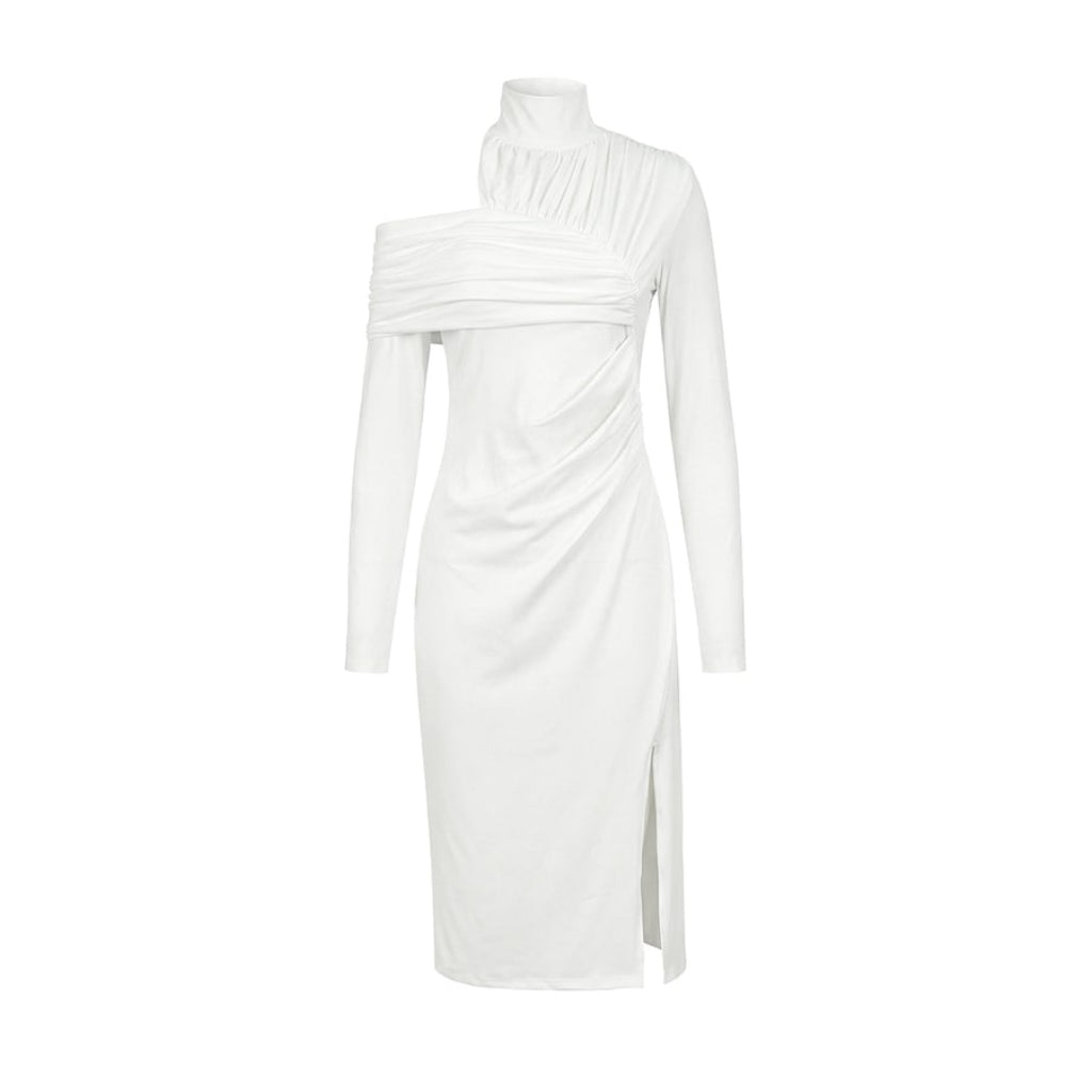 Women's Irregularity Asymmetric Guest Wedding Dress Midi | Pleated - Image 9