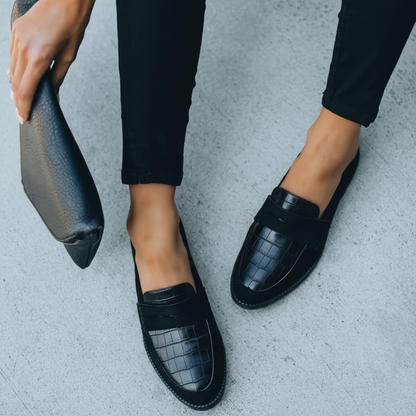 Women's Loafers Crocodile Texture Slip-On | Dress Loafers - Image 1