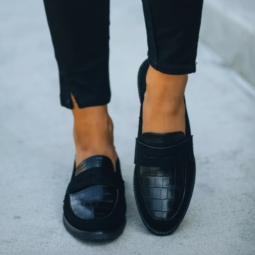Women's Loafers Crocodile Texture Slip-On | Dress Loafers - Image 2