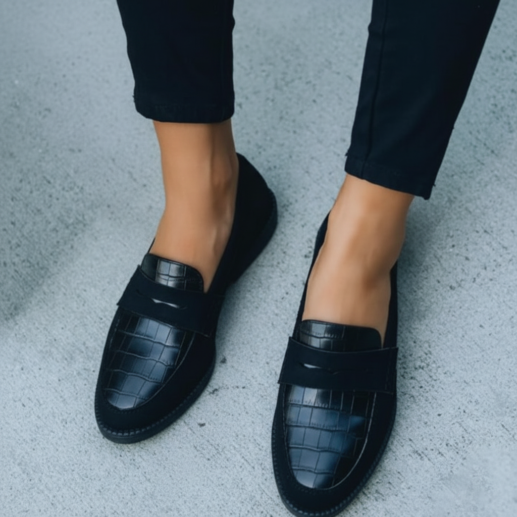 Women's Loafers Crocodile Texture Slip-On | Dress Loafers - Image 3