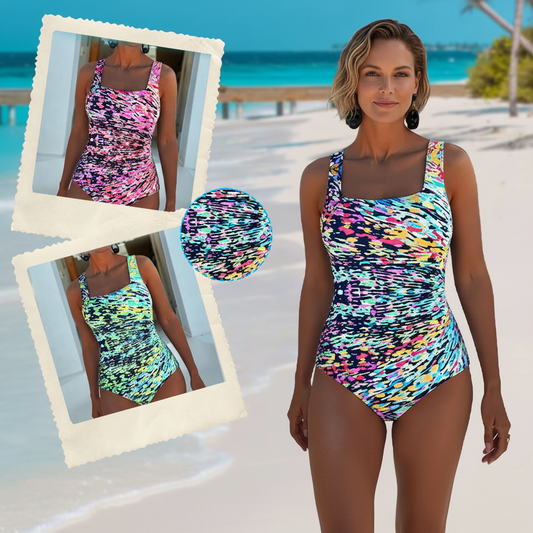 Women's One-Piece Swimsuit Wireless Bra Swimwear | Graphic Print - Image 1