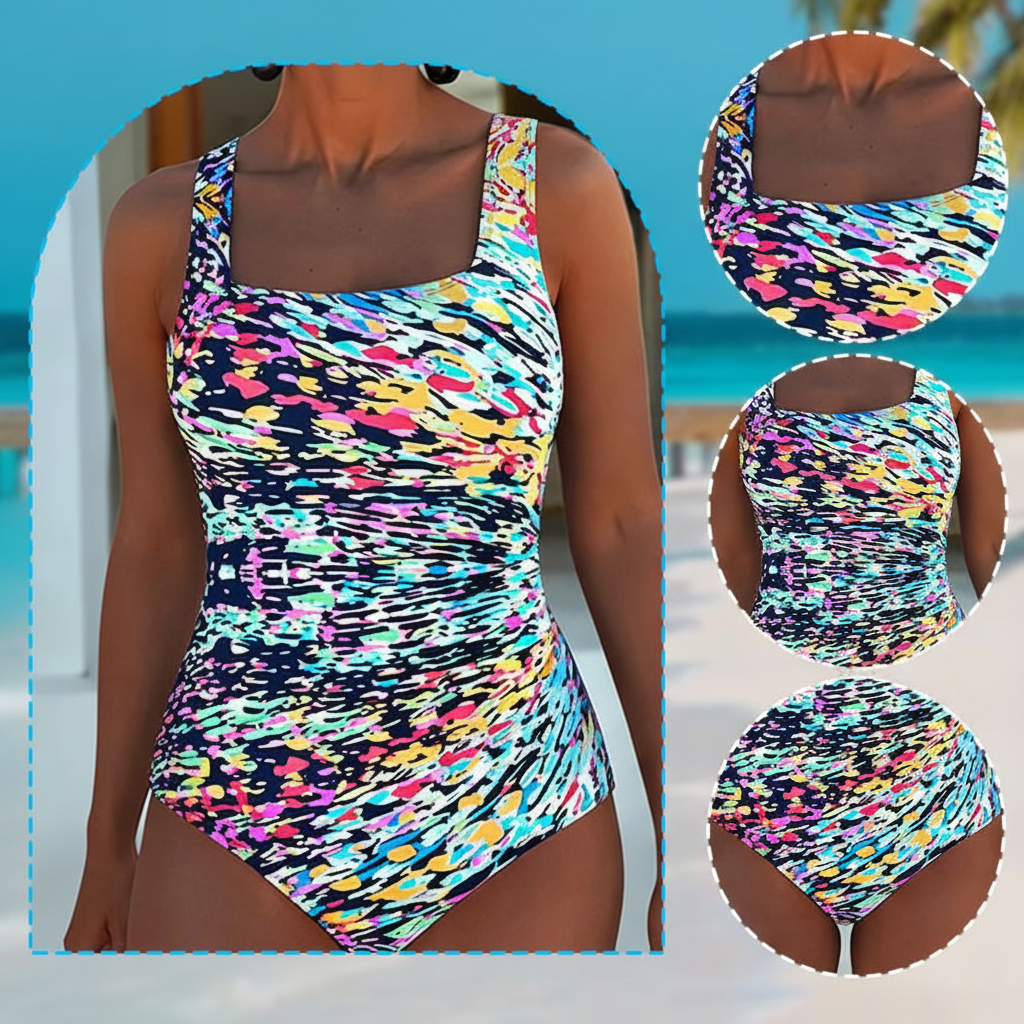 Women's One-Piece Swimsuit Wireless Bra Swimwear | Graphic Print - Image 2