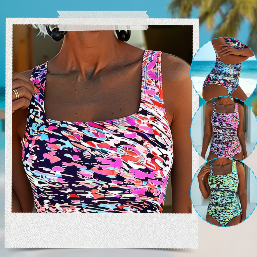 Women's One-Piece Swimsuit Wireless Bra Swimwear | Graphic Print - Image 3