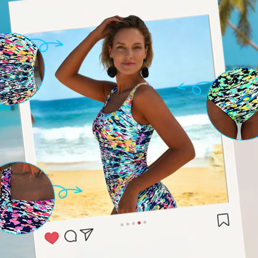 Women's One-Piece Swimsuit Wireless Bra Swimwear | Graphic Print - Image 5