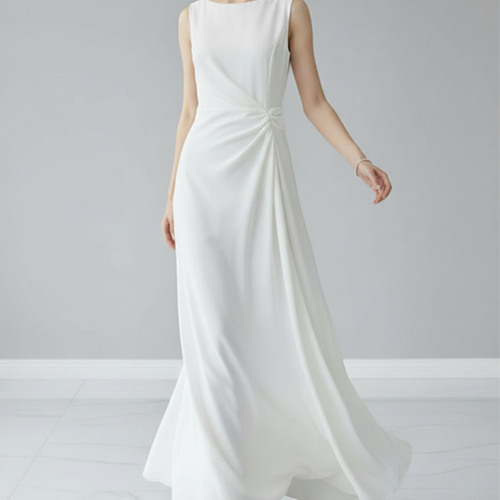 Women's Round-Neck Guest Wedding Maxi Dress Sleeveless - Image 1