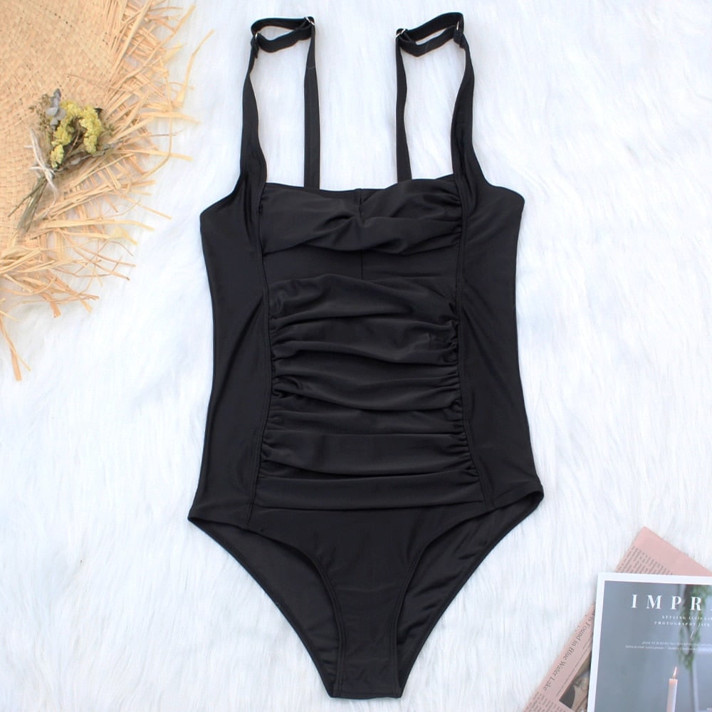 Women's Ruched One Piece Swimsuit Full Coverage - Image 8