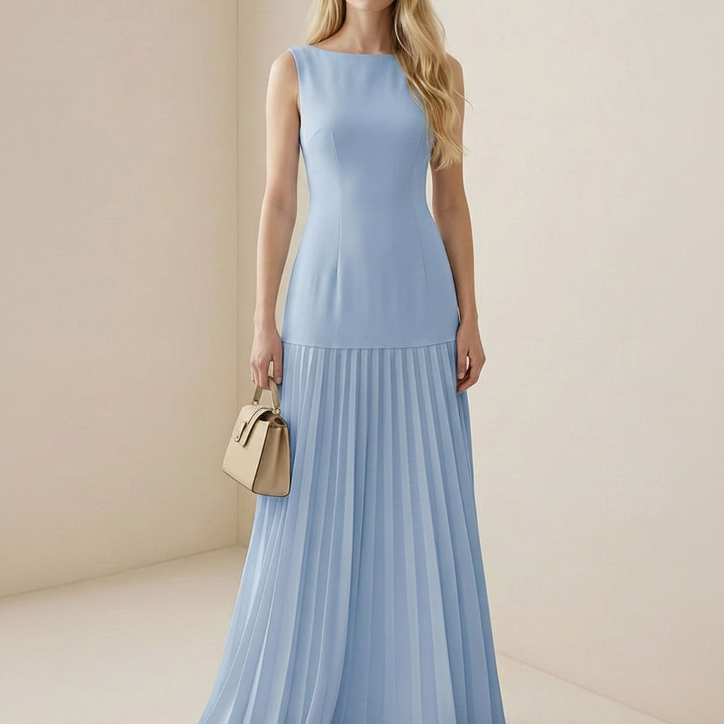 Women's Sleeveless Summer Floral Maxi Dress | Pleated - Image 1