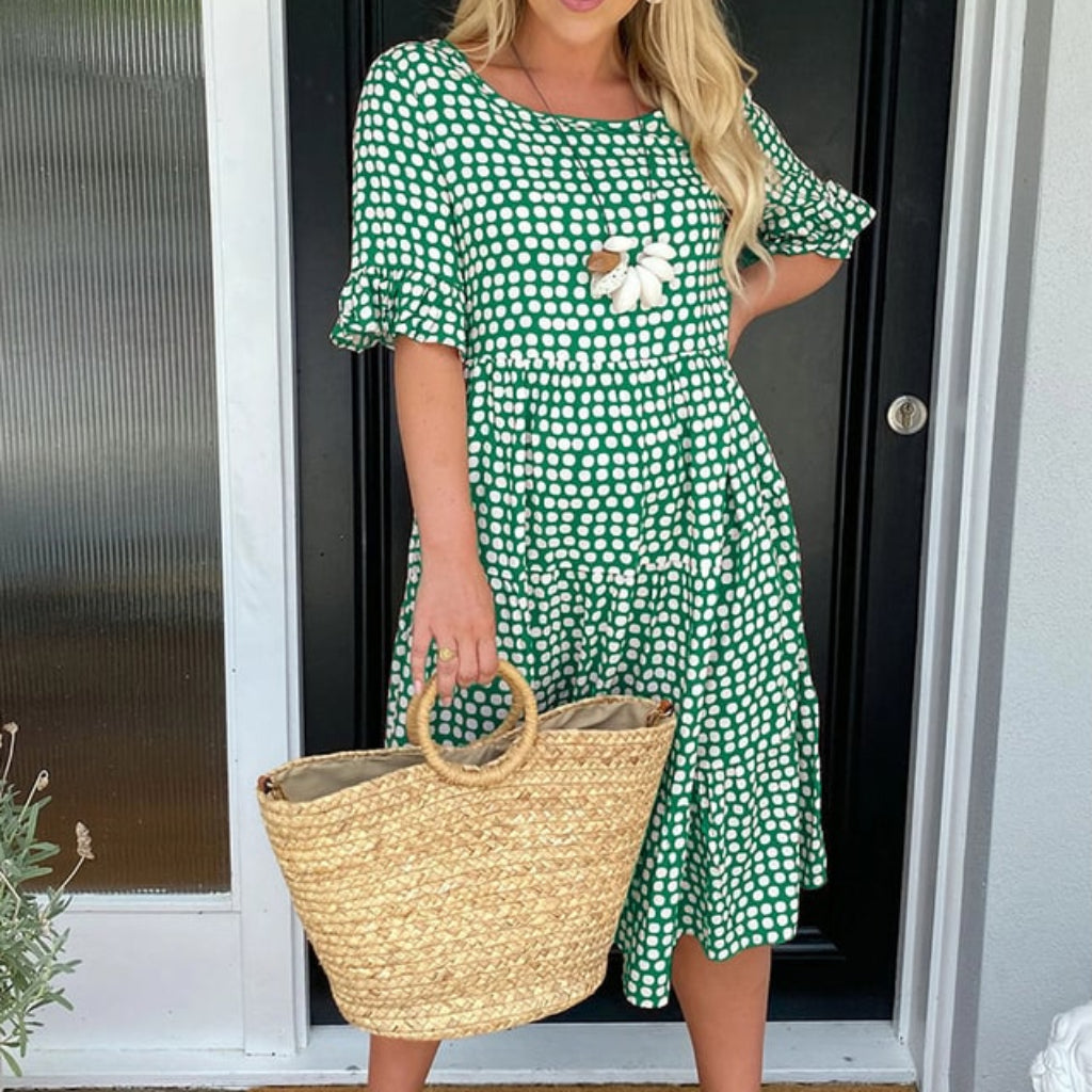 Women's Summer Dress Formal Midi | Polka Dot A-Line - Image 2