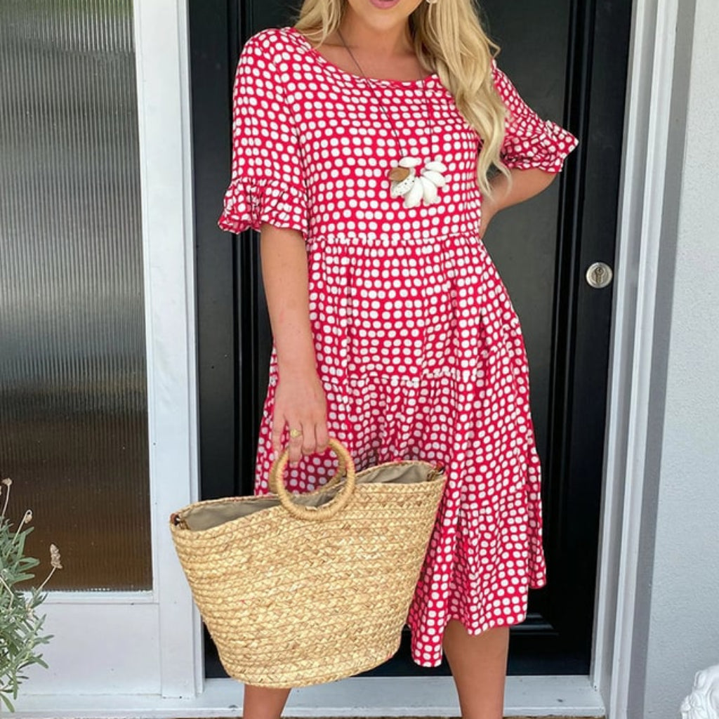 Women's Summer Dress Formal Midi | Polka Dot A-Line - Image 4