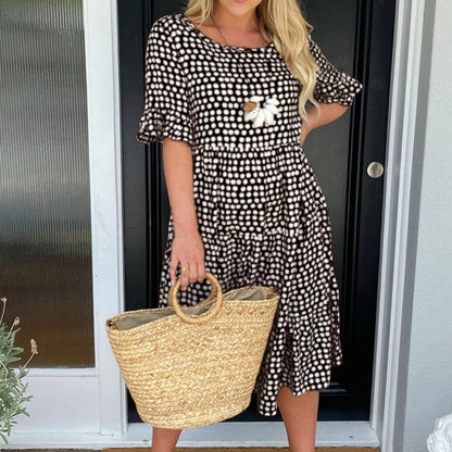 Women's Summer Dress Formal Midi | Polka Dot A-Line - Image 5