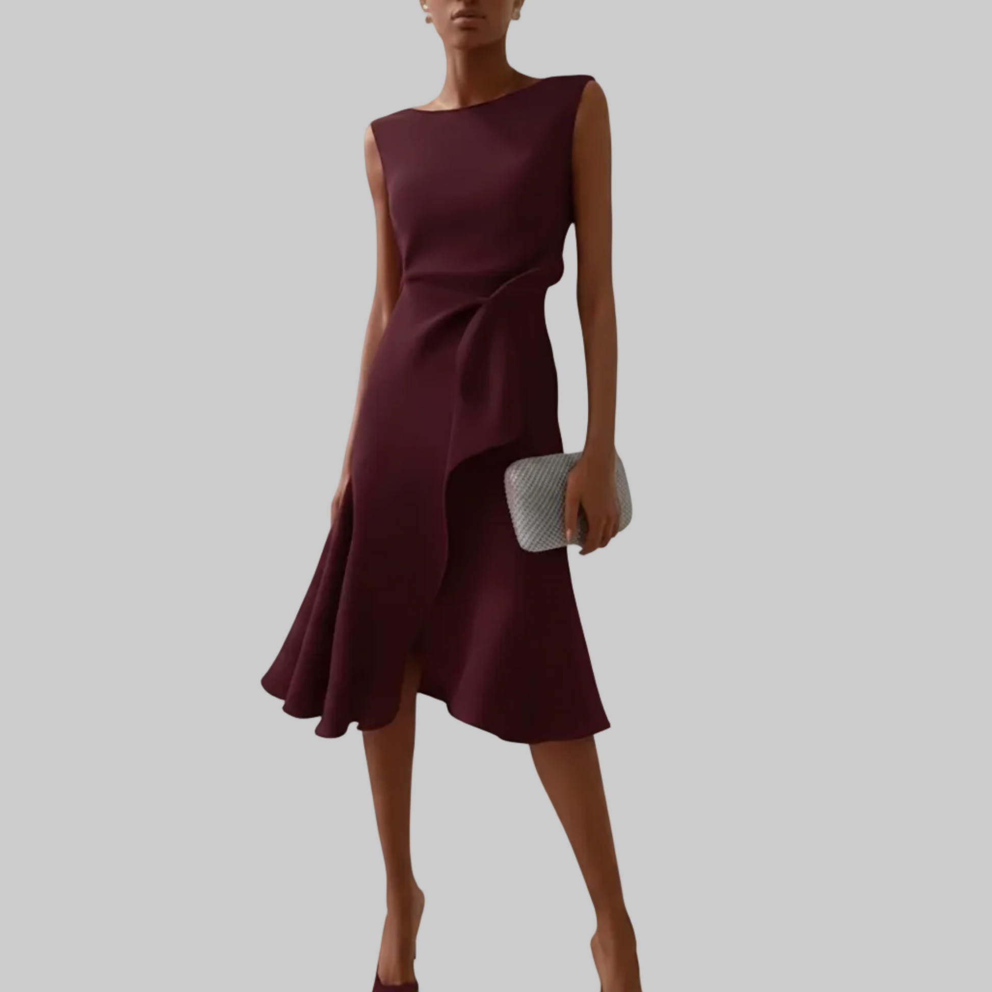 Women's Summer Formal Dress Sleeveless Midi | Asymmetric Draped - Image 12