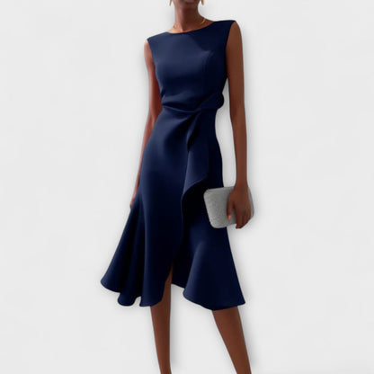 Women's Summer Formal Dress Sleeveless Midi | Asymmetric Draped - Image 2