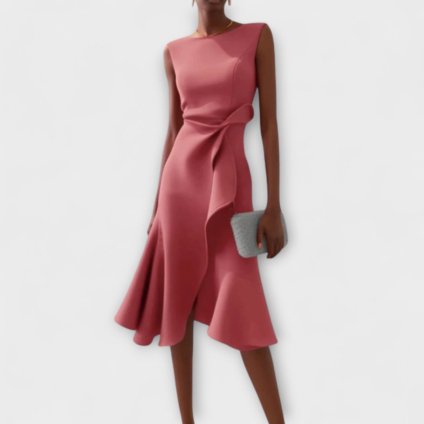 Women's Summer Formal Dress Sleeveless Midi | Asymmetric Draped - Image 3
