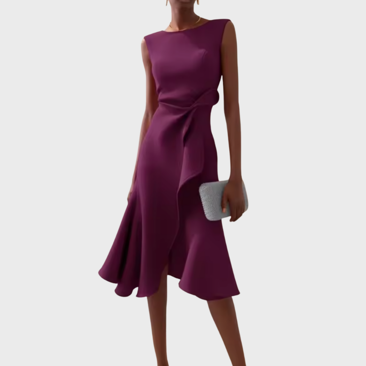 Women's Summer Formal Dress Sleeveless Midi | Asymmetric Draped - Image 7