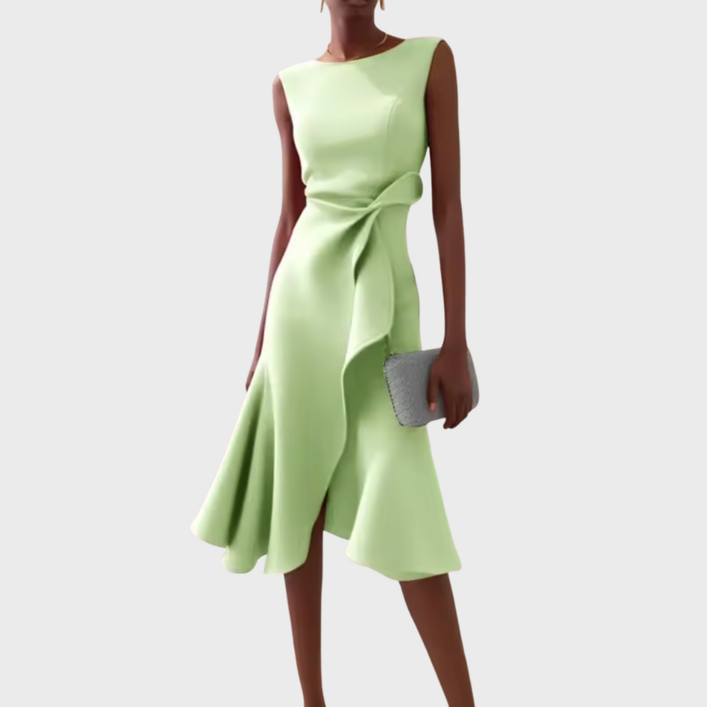 Women's Summer Formal Dress Sleeveless Midi | Asymmetric Draped - Image 8