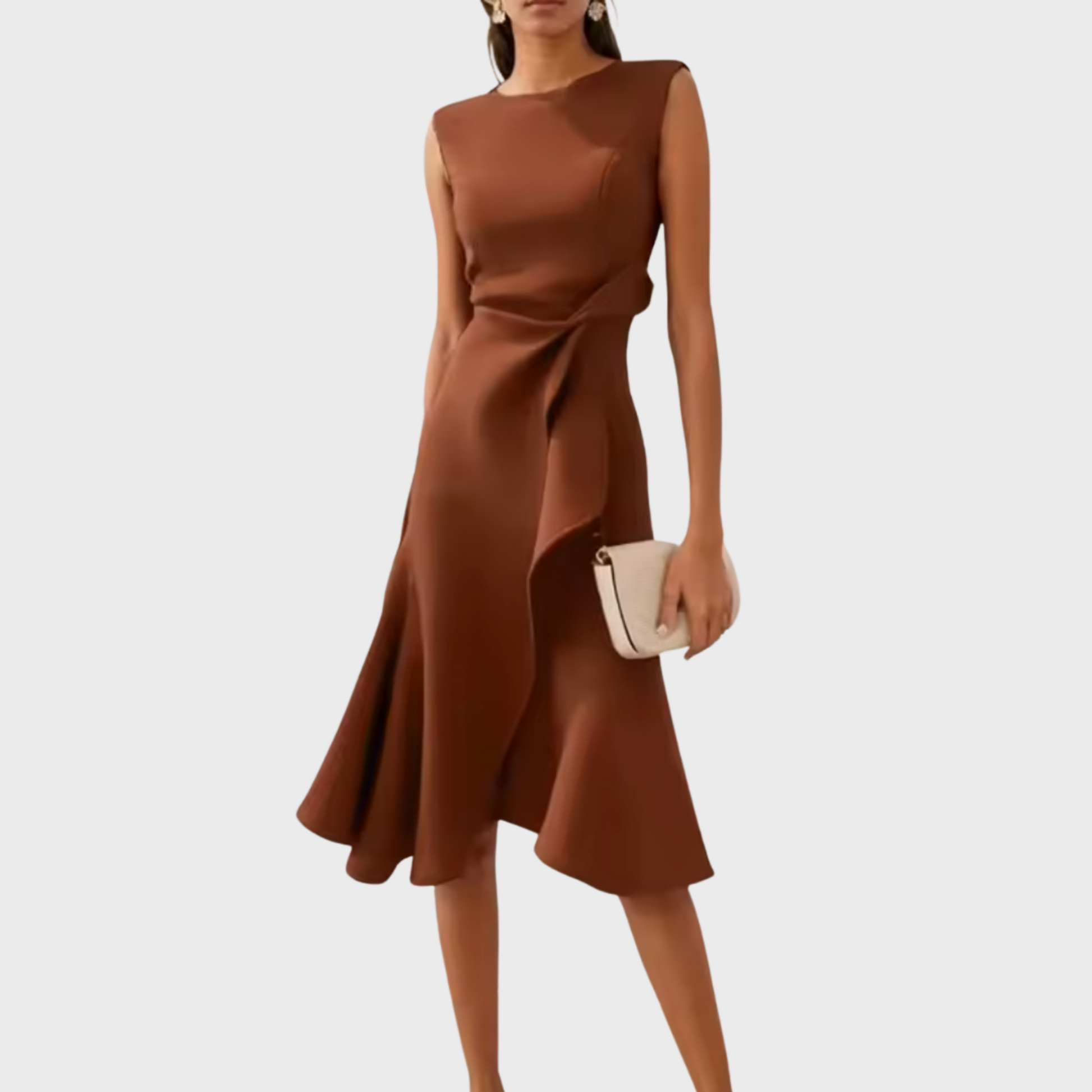 Women's Summer Formal Dress Sleeveless Midi | Asymmetric Draped - Image 9