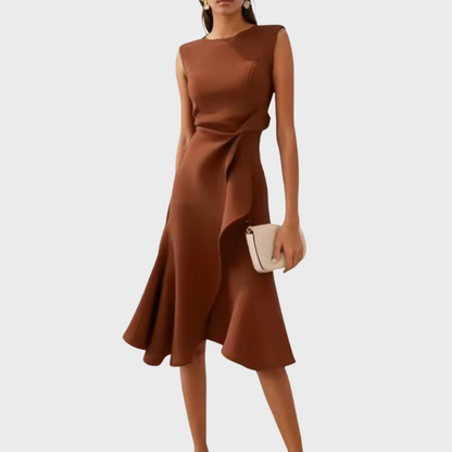 Women's Summer Formal Dress Sleeveless Midi | Asymmetric Draped - Image 9