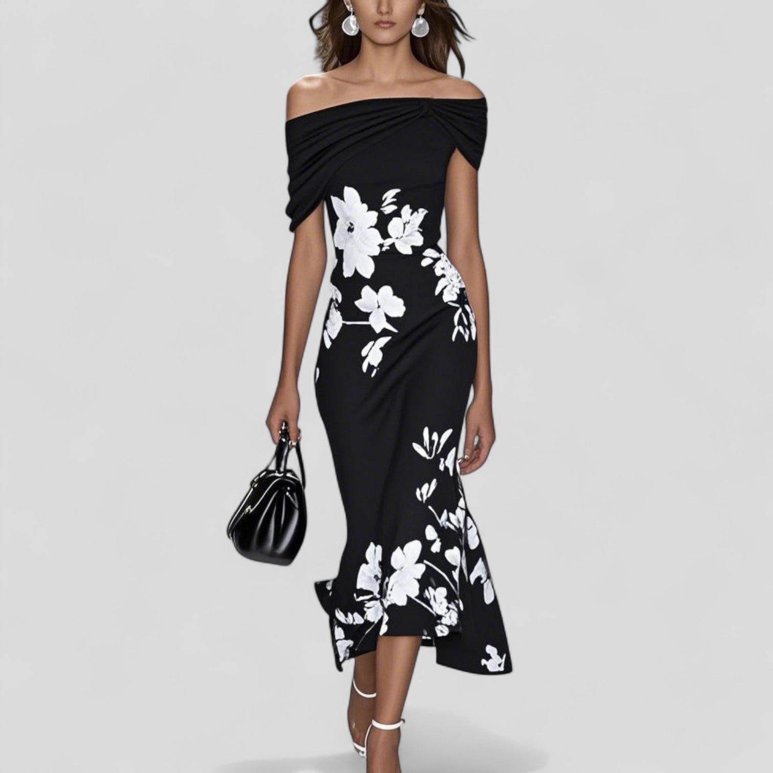 Women's Summer Formal Floral Midi Dress | Off-Shoulder - Image 3