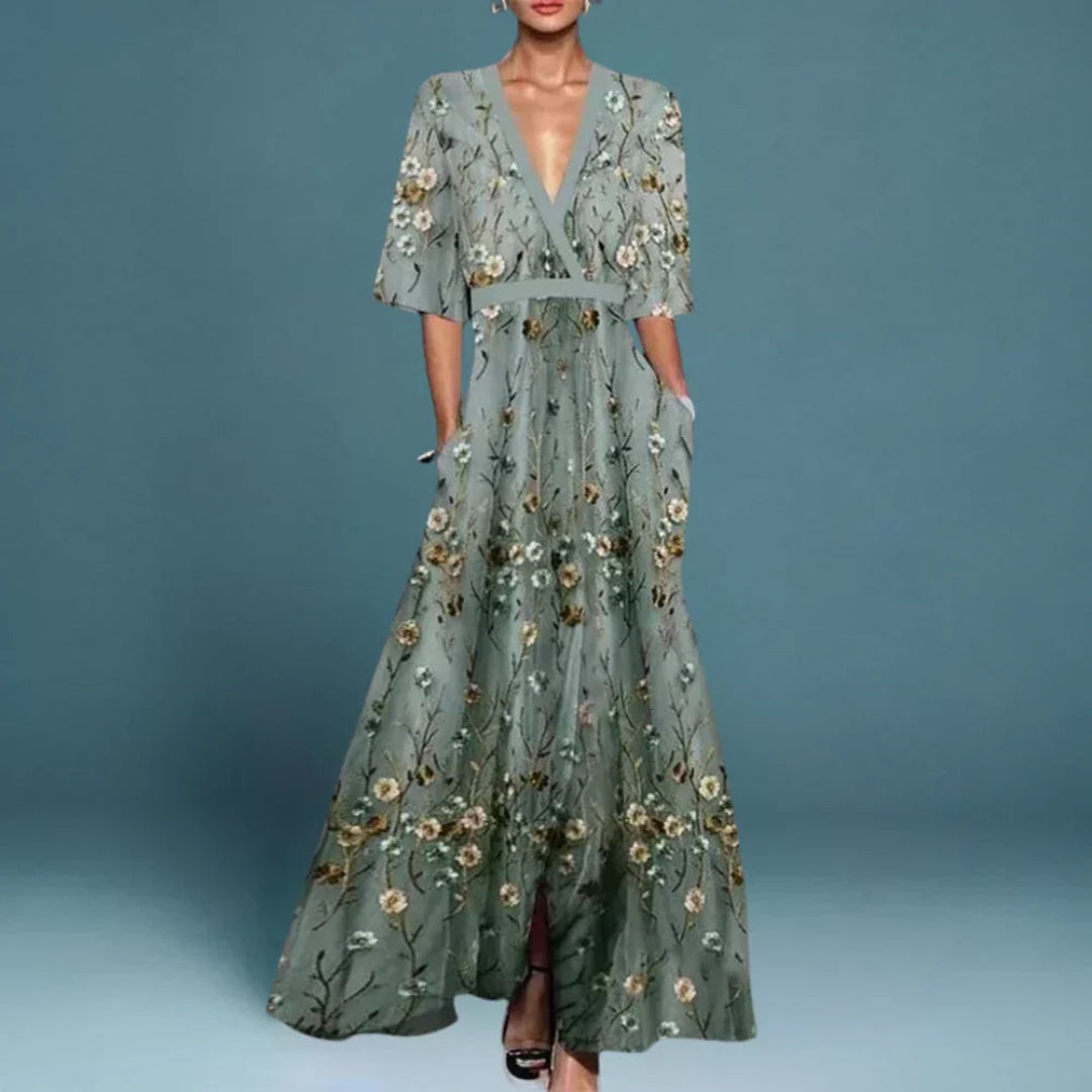 Women's Summer Maxi Long Sleeve Dress | Floral - Image 1