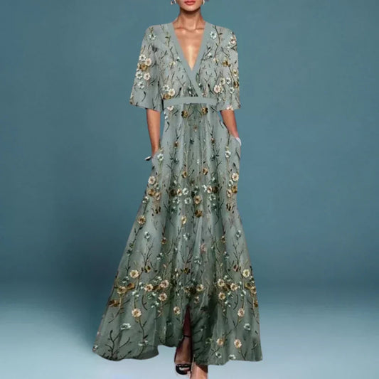 Women's Summer Maxi Long Sleeve Dress | Floral - Image 1