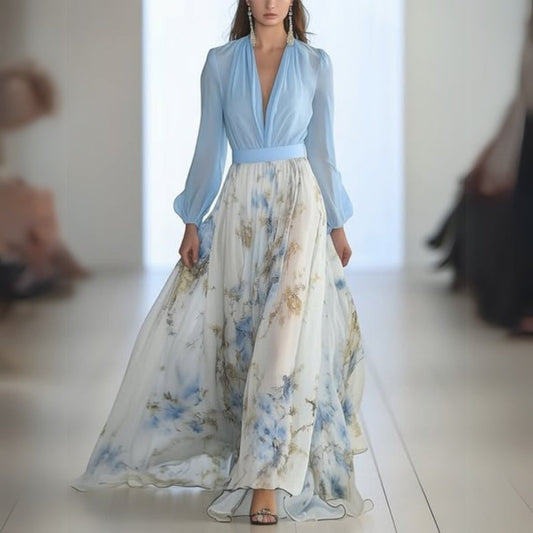 Women's V-Neck Guest Wedding Dress Floral Maxi | Midi - Image 1