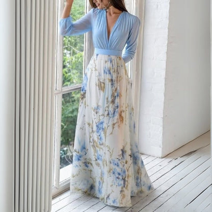 Women's V-Neck Guest Wedding Dress Floral Maxi | Midi - Image 2