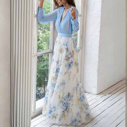 Women's V-Neck Guest Wedding Dress Floral Maxi | Midi - Image 3